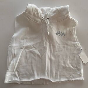 Abound White Sleeveless Hooded Crop Sweatshirt